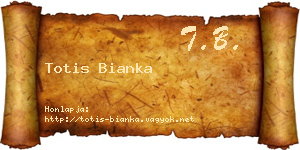 Totis Bianka névjegykártya